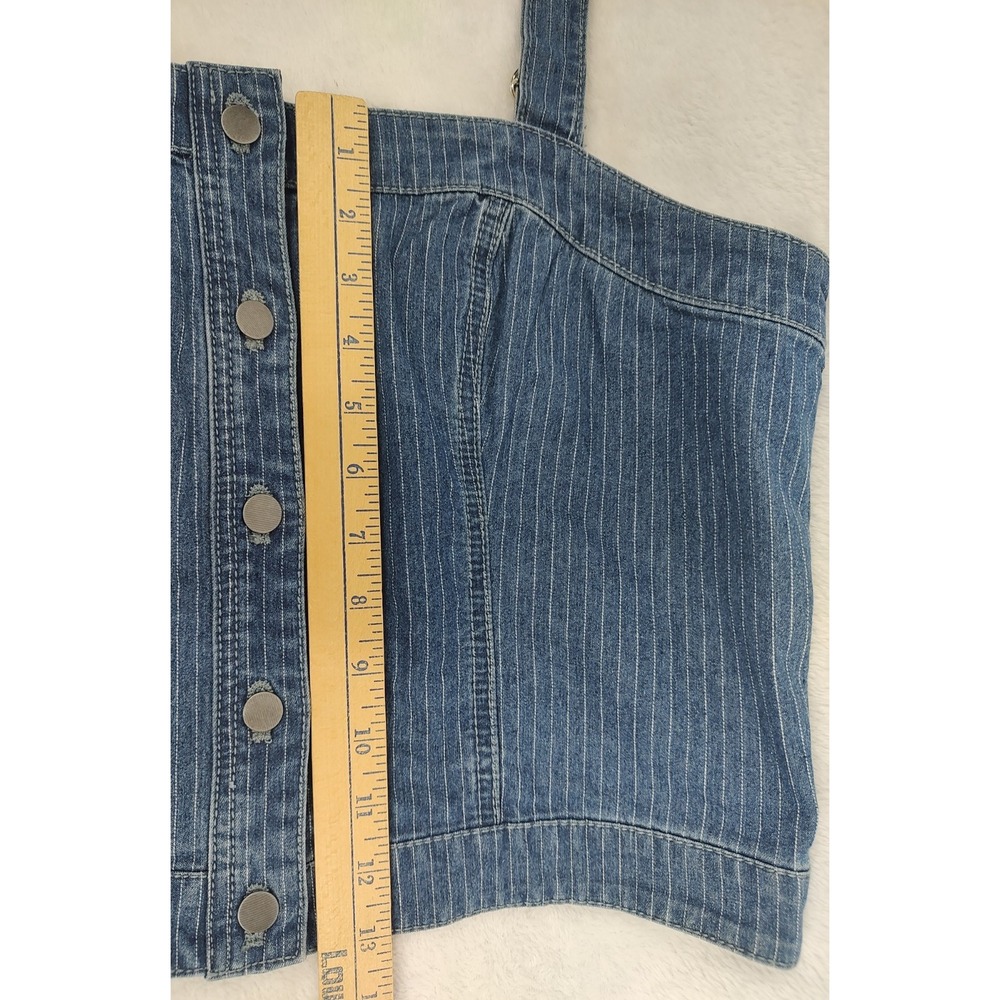 Rock & Roll Denim Women's‎ Dark Wash Pinstripe Denim Corset Crop Top NWT XL - Picture 7 of 10